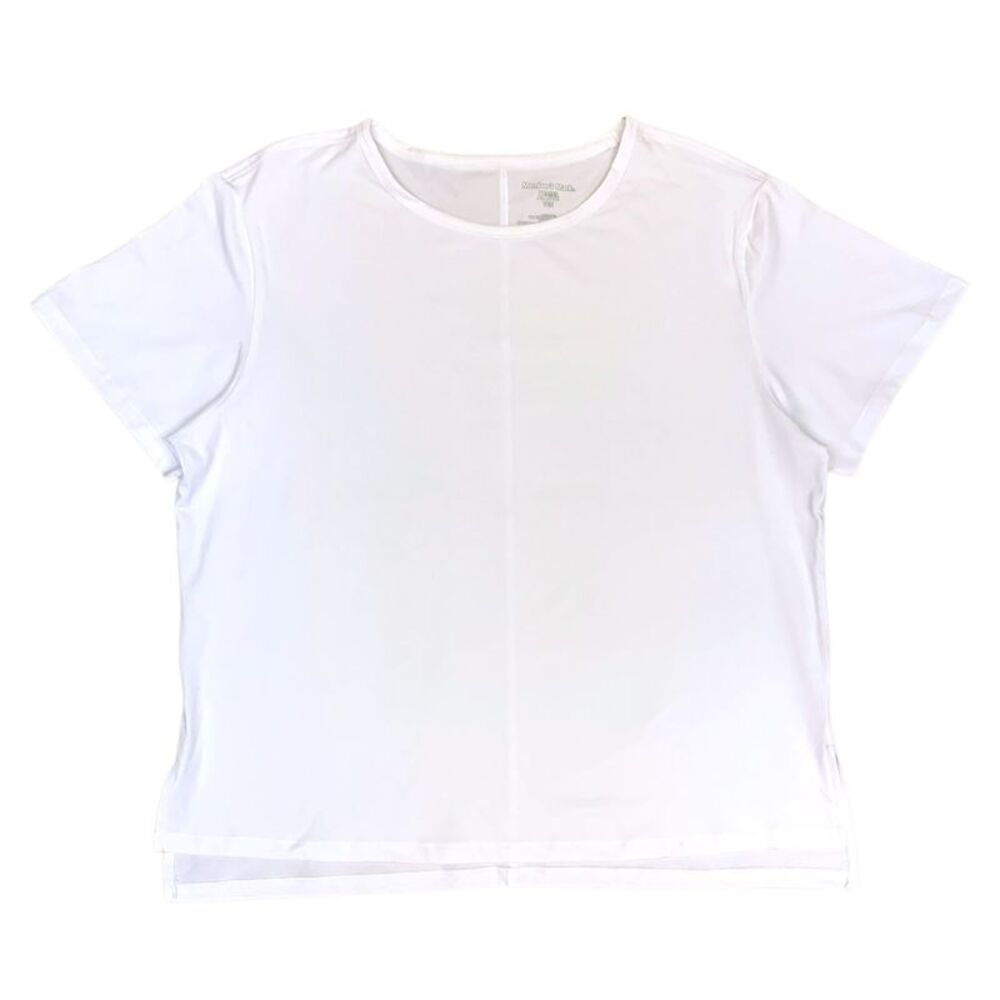Member's Mark Women's Active Tee, Boatneck, Relaxed Fit with Side Slit - White